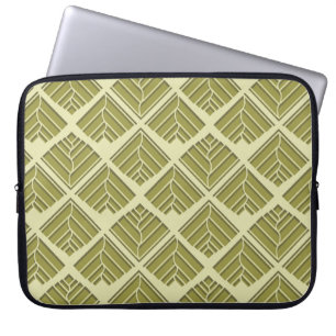 Square Leaf Pattern Gold Lime Light Laptop Sleeve