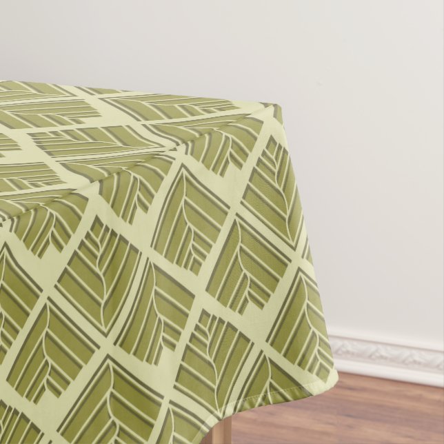 Square Leaf Pattern Gold Lime Light Tablecloth (In Situ)