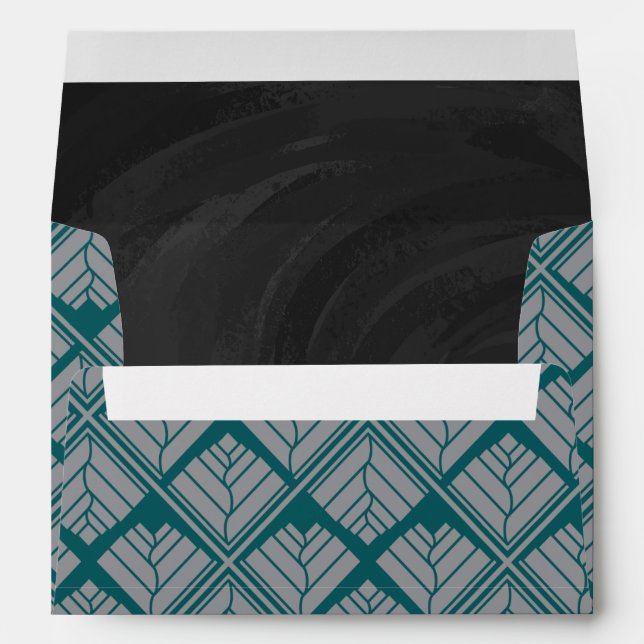 Square Leaf Pattern Teal Neutral Envelopes (Back (Bottom))
