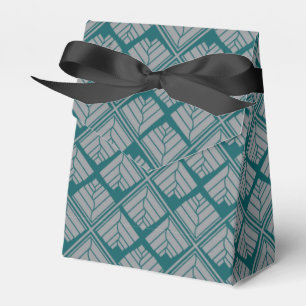 Square Leaf Pattern Teal Neutral Favor Box