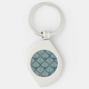 Square Leaf Pattern Teal Neutral Keychain