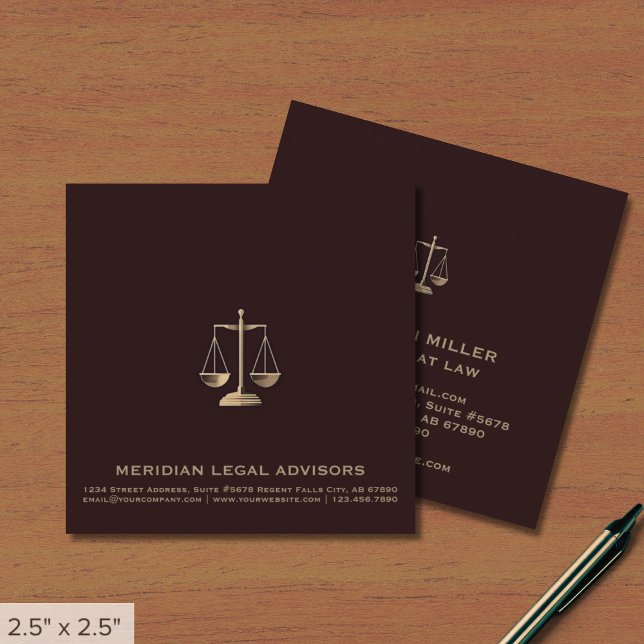 Square Legal Justice Scale Logo Business Card (Creator Uploaded)
