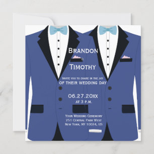 Square Light Blue Gay Wedding Invites