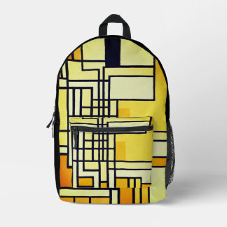 Square Line with Yellow Pattern Design -  Printed Backpack