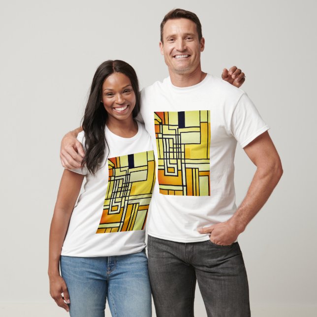 Square Line with Yellow Pattern Design -  T-Shirt (Unisex)