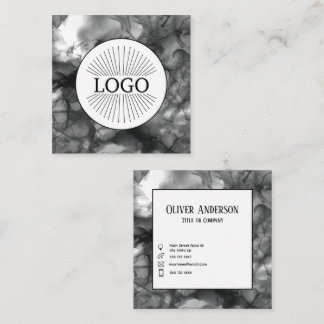 Square logo Black and White Square Business Card