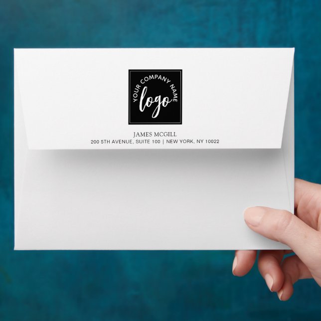 Square Logo Note Card Envelopes & Return Address (Hand)