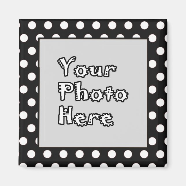Square Magnet-Black & White Polka Dot Magnet (Front)
