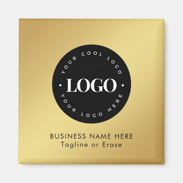 Square Magnet Gold & Black Business Logo Custom    (Front)