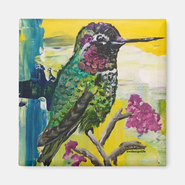 Square magnet - hummingbird (Front)