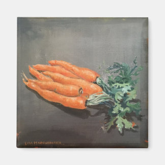 square magnet with carrots on grey