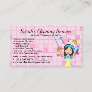 Square Maid Janitorial Lady House Cleaning Service Business Card