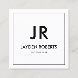 Square Minimalist Black and White Monogram Square  Square Business Card
