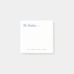 Square Minimalist Navy Blue Family Stationery  Post-it Notes