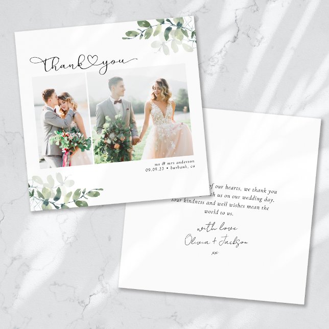 Square Minimalist Photo Wedding Thank You Card (Creator Uploaded)