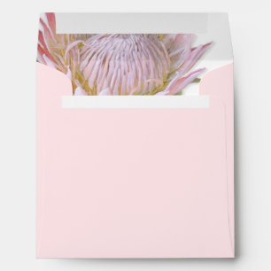 Square Modern Floral Pink Protea Flower Address Envelopes