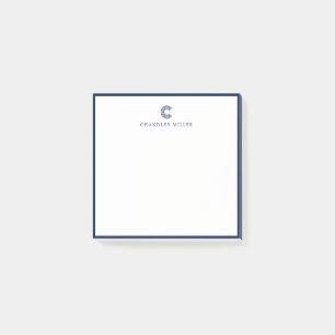 Square Modern Navy Blue Border Custom Stationery Post-it Notes