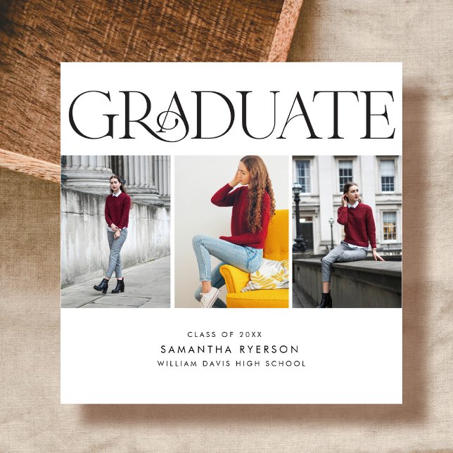 Square Modern Photo collage Graduation Invitation (Creator Uploaded)