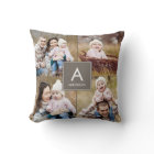 Square Monogram Custom Photo Throw Pillow