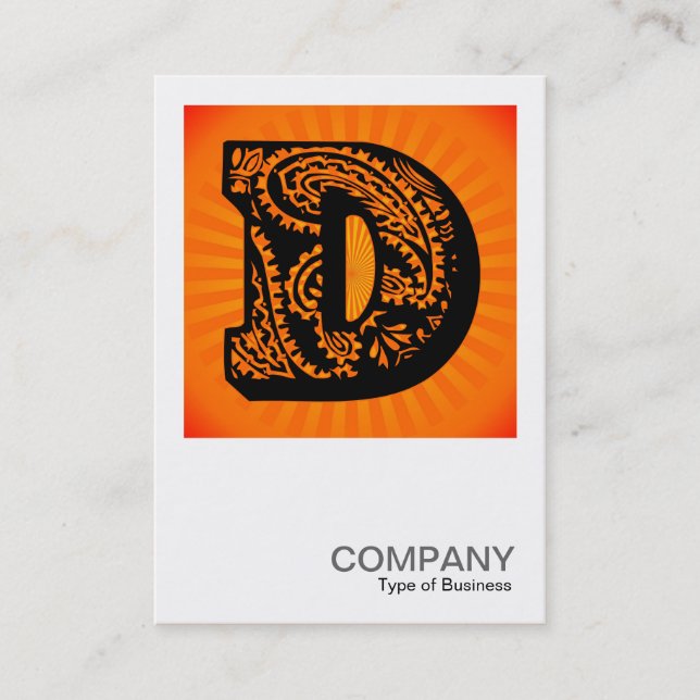 Square Monogram - Paisley Sunburst - D Business Card (Front)