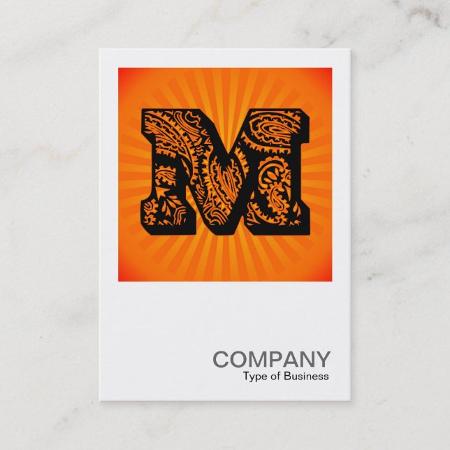 Square Monogram - Paisley Sunburst - M Business Card (Front)