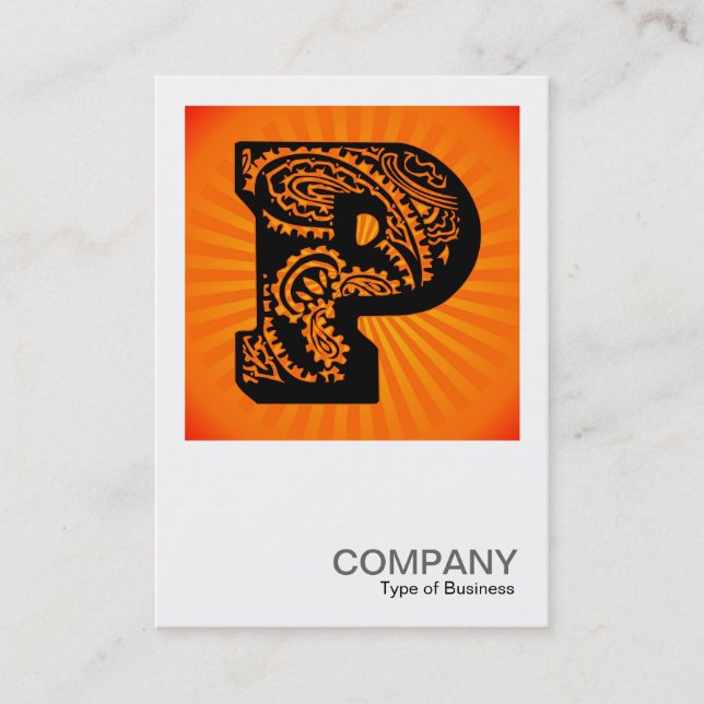 Square Monogram - Paisley Sunburst - P Business Card (Front)