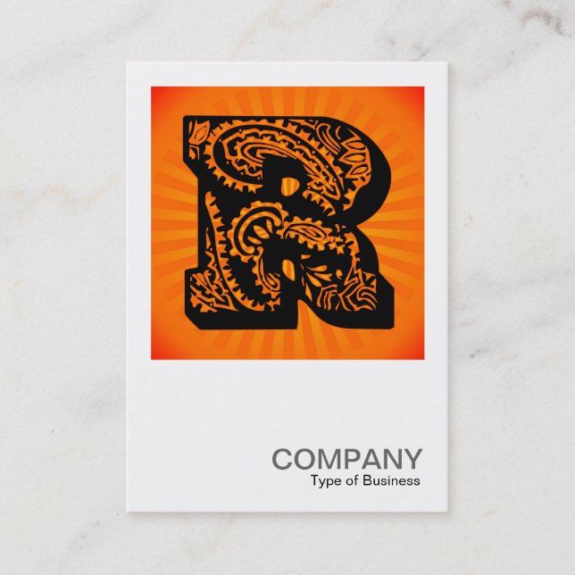 Square Monogram - Paisley Sunburst - R Business Card (Front)
