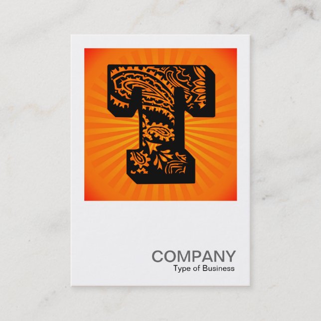 Square Monogram - Paisley Sunburst - T Business Card (Front)