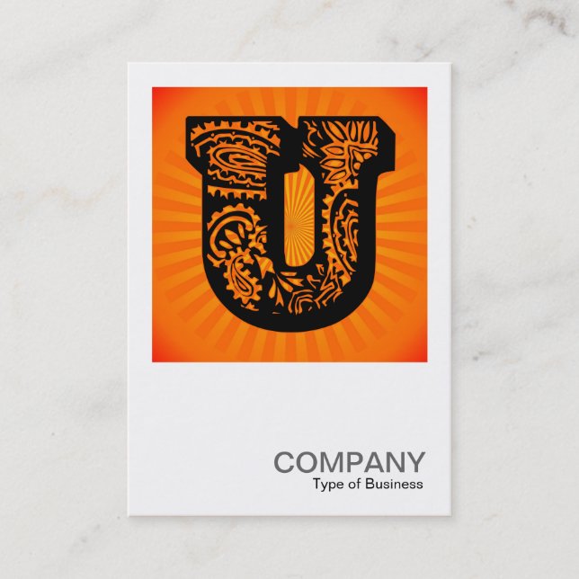 Square Monogram - Paisley Sunburst - U Business Card (Front)