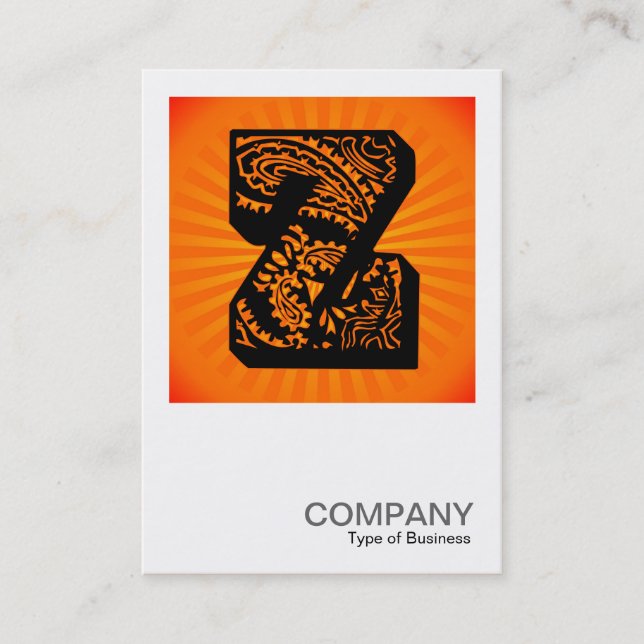 Square Monogram - Paisley Sunburst - Z Business Card (Front)