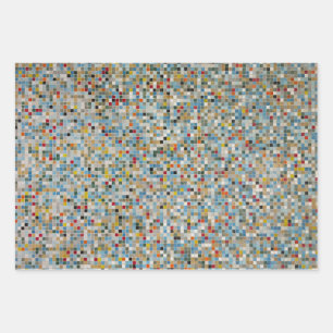 Square Mosaic Multi-colored Tile Pattern (Photo) Wrapping Paper Sheet
