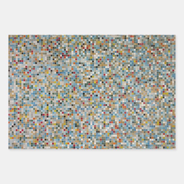 Square Mosaic Multi-colored Tile Pattern (Photo) Wrapping Paper Sheet (Front 2)