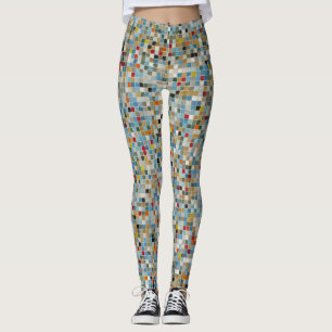 Square Mosaic Multi-coloured Tile Pattern (Photo) Leggings