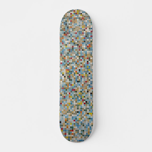 Square Mosaic Multi-coloured Tile Pattern (Photo)  Skateboard (Front)
