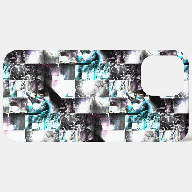 Square mosaic of messy textures in silver to cyan  Case-Mate iPhone case (Back (Horizontal))