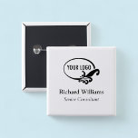 Square Nametag Button Pin with Logo Employee Staff<br><div class="desc">Easily personalize this name button pin with your own business logo,  employee name,  professional job title,  or other custom text. No minimum order quantity and no setup fee.</div>