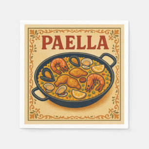Square Napkin  (Paella, Retro Style)