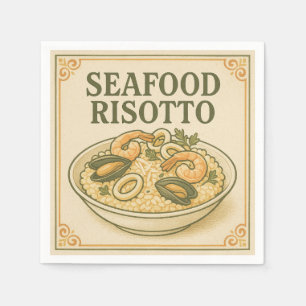 Square Napkin (Seafood Risotto, Retro Style
