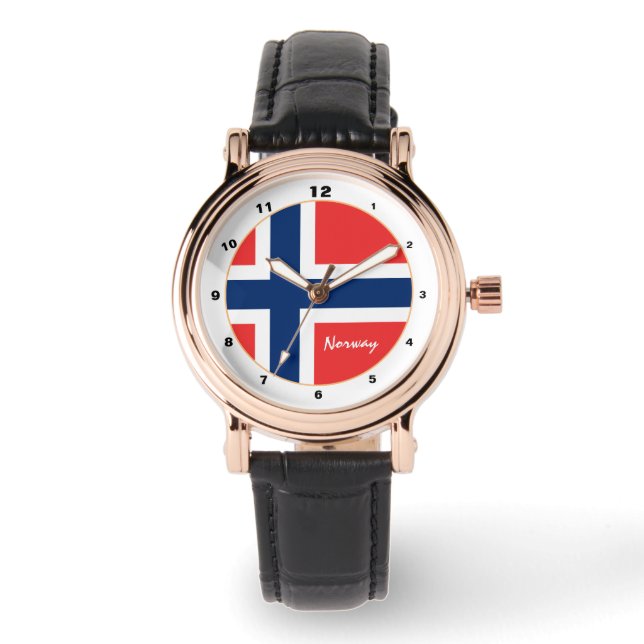 Square Norwegian Flag & Norway trendy /design Watch (Front)