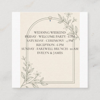 Square Olive Wedding Weekend Itinerary Insert