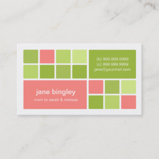 "Square One" Pink & Green Mommy Business Card