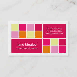 "Square One" Pink & Orange Mommy Business Card