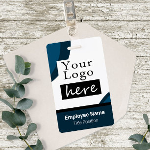 Square or Circle Style Logo Employee Name blue Badge