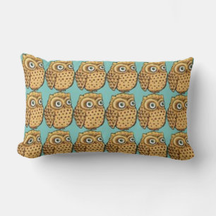 Square or Lumbar Owls on Blue Pillow