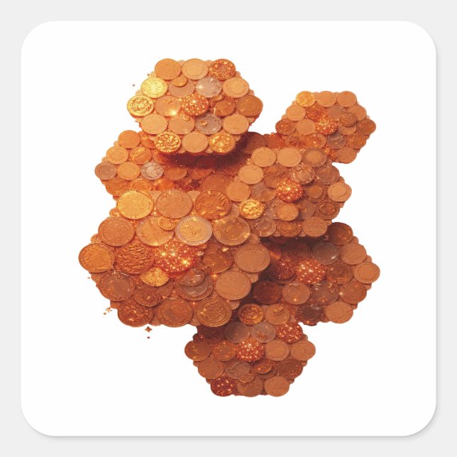 Square Orange Abstract Sticker Art (Front)