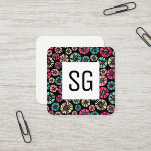 Square Panel - Initials - Abstract Flowers 031023 Business Card