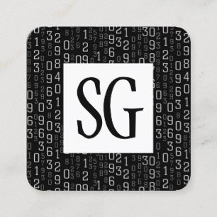 Square Panel - Initials - Cascading Numbers Business Card