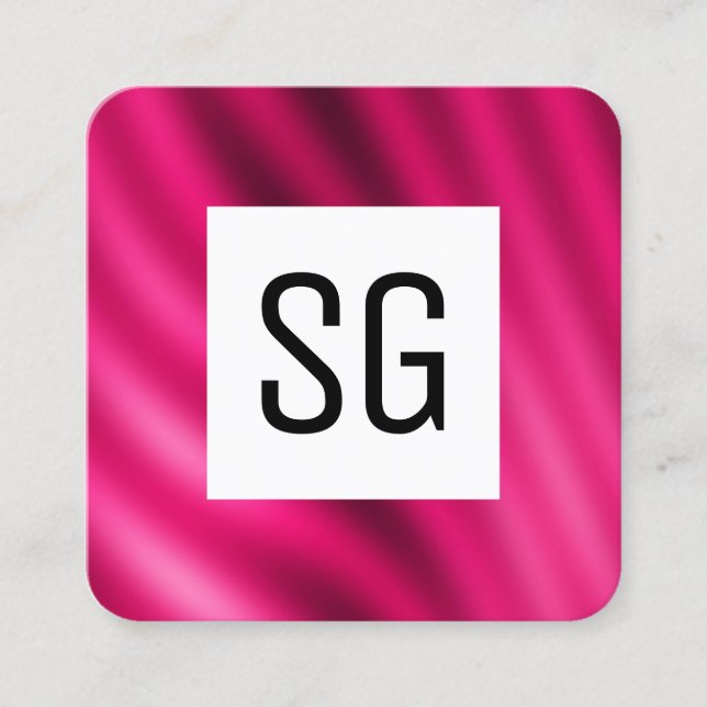 Square Panel - Initials - Crimson Gradient Square Business Card (Front)
