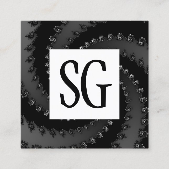 Square Panel - Initials - Fractal Vortex 02 Square Business Card (Front)