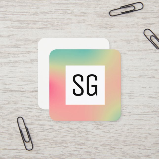 Square Panel - Initials - Gradient Square Business Card (Front/Back In Situ)